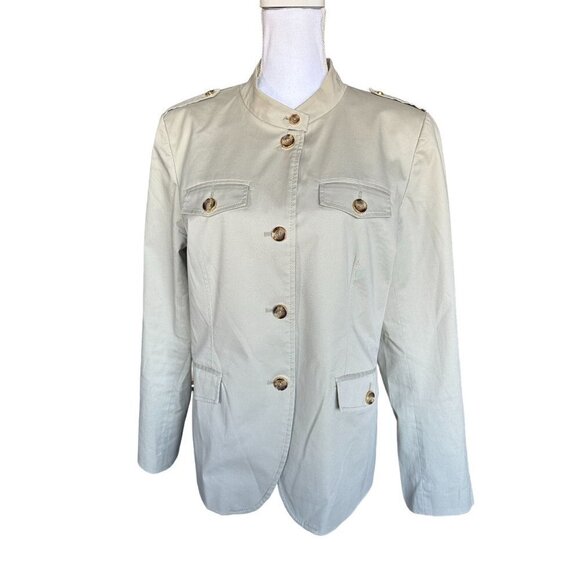 Michael Kors Jacket Blazer Women Sz 14 Button Down Pockets Military Style Lined - Picture 6 of 11